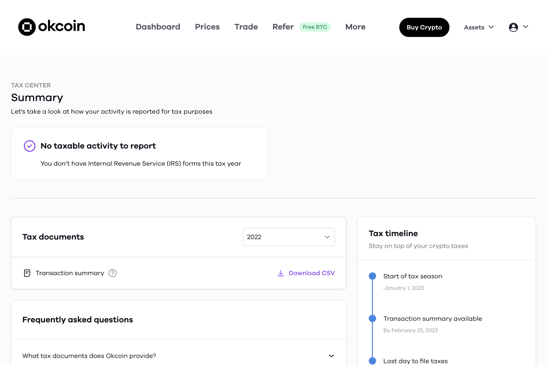 Okcoin screenshot